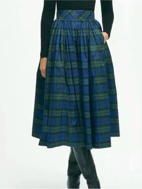 Brooks Brothers Taffeta Twill Black Watch Plaid A-Line Skirt